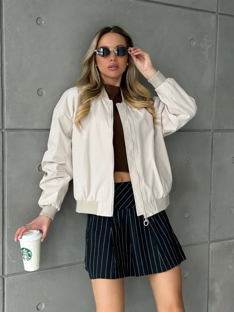 Damen modische Bomberjacke mit praktischen Innentaschen und sportivem Schnitt Drune