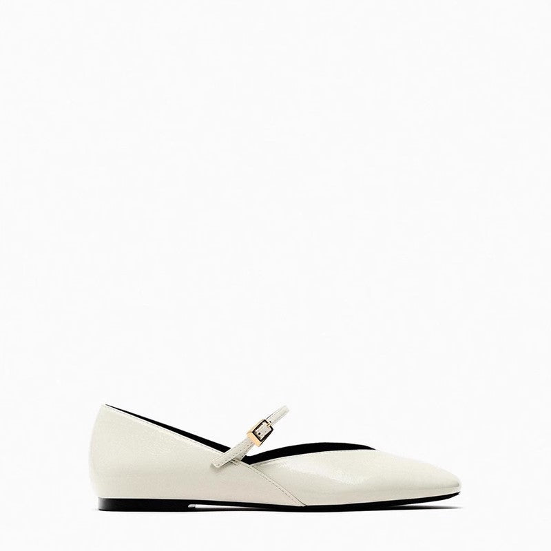 Damen nan elegante Lack-Mary-Jane-Ballerinas mit feiner Metallschnalle und spitzer Vorderkappe Drune