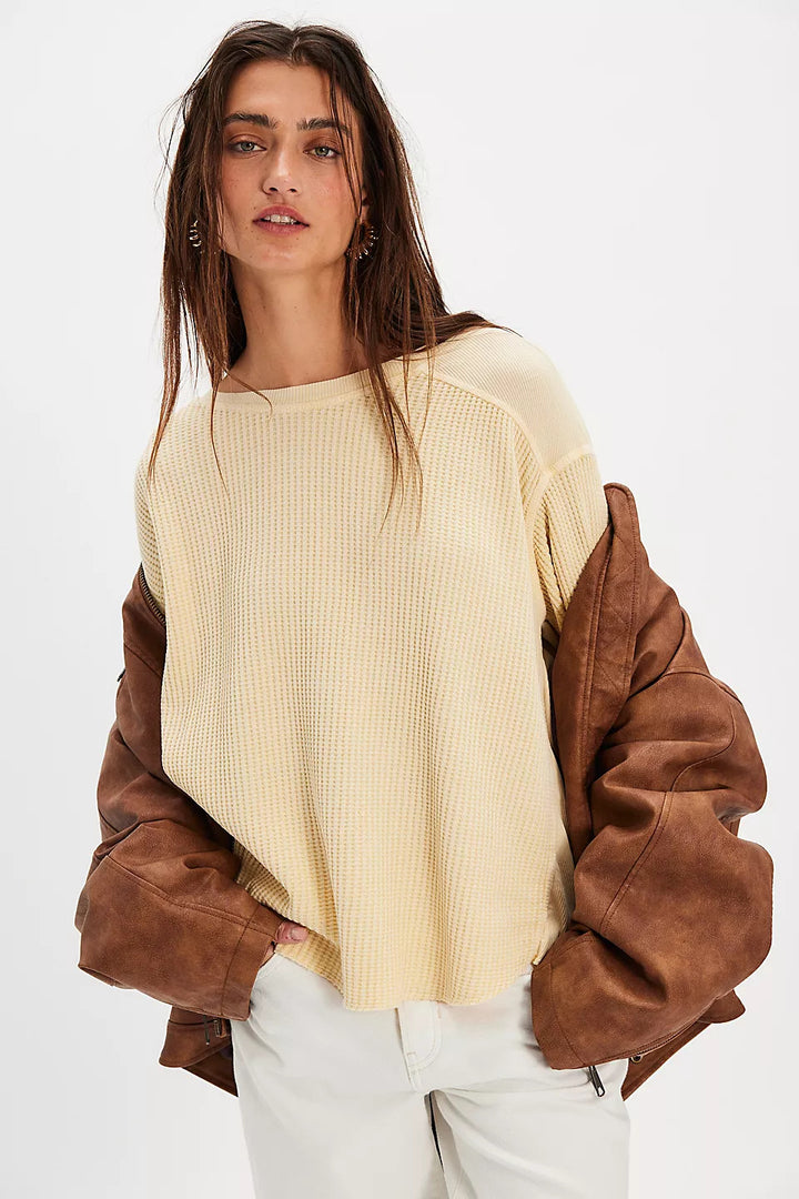 Damen Lässiger Oversized Pullover mit strukturiertem Design und seitlichen Nähten Drune