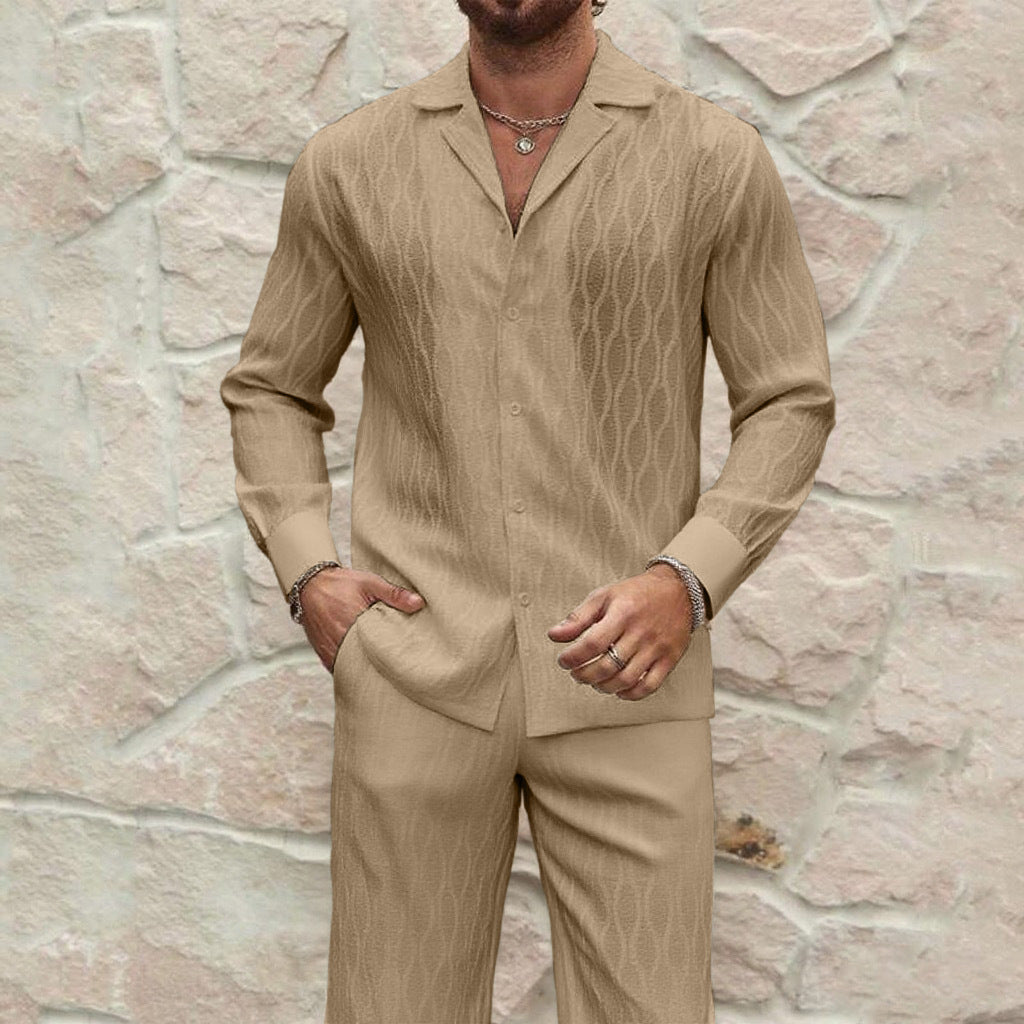 Herren eleganter Set mit feinem Strukturmuster und komfortablem Schnitt Drune