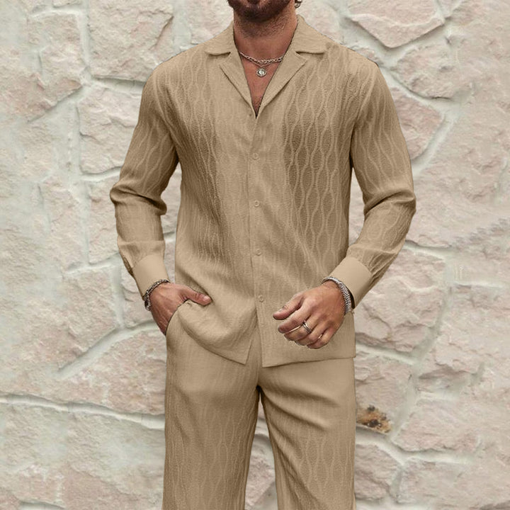 Herren eleganter Set mit feinem Strukturmuster und komfortablem Schnitt Drune