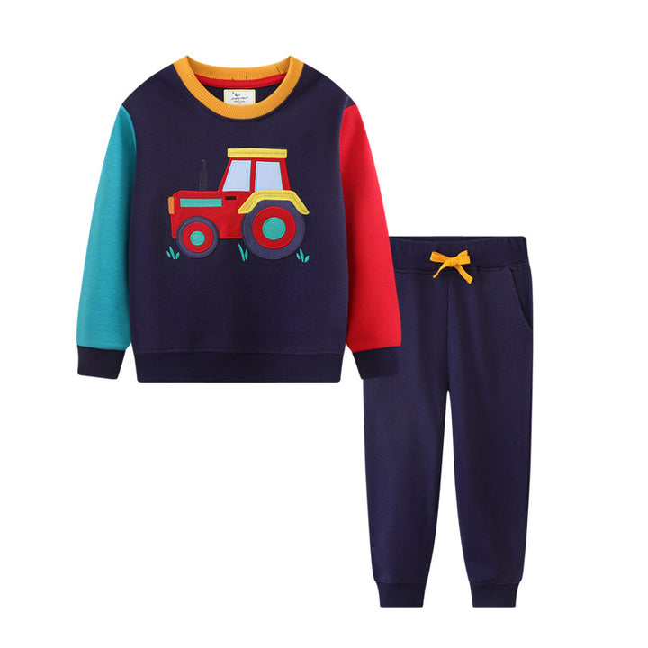 Jungen Sweatshirt- und Jogginghose-Set mit aufregendem Traktor-Design Drune