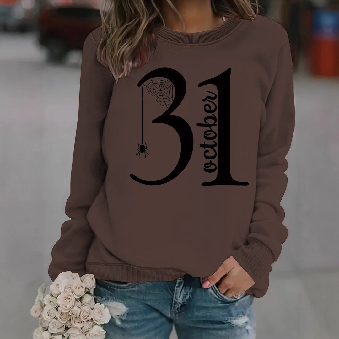 Damen Sweatshirt mit kreativem Halloween-Motiv und bequemer Passform Drune