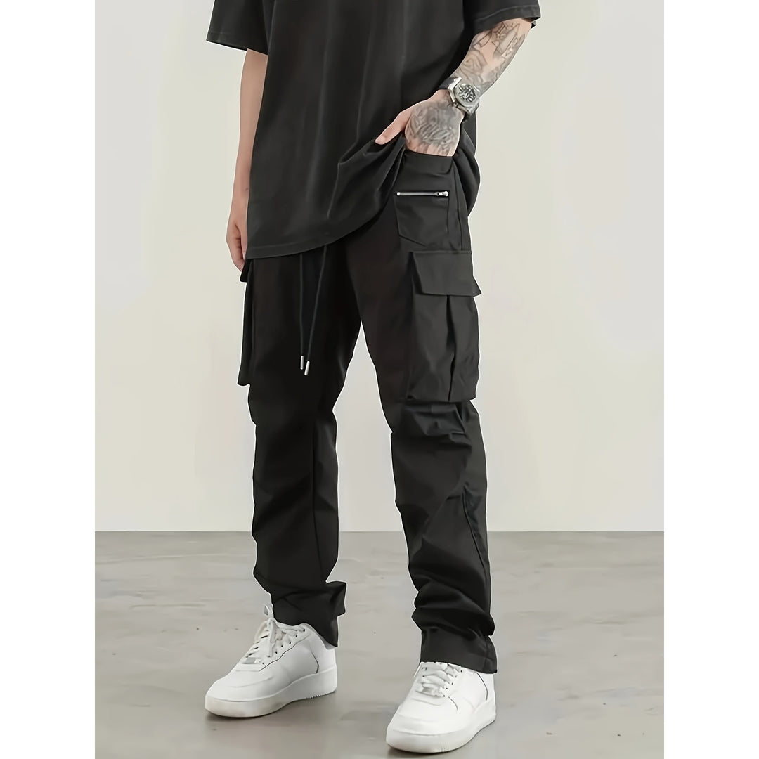 Herren moderne Cargo-Hose mit multifunktionalen Taschen und elastischem Bund Drune