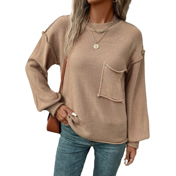 Damen Strickpullover mit praktischer Brusttasche und lässigem Schnitt Drune