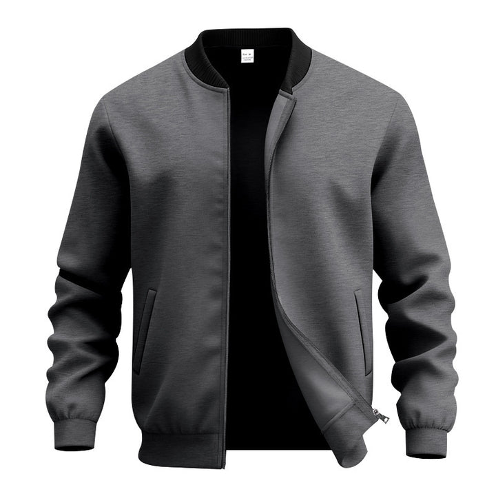 Herren nan stylische Bomberjacke mit elastischem Saum, Rippkragen und verdecktem Reißverschluss Drune
