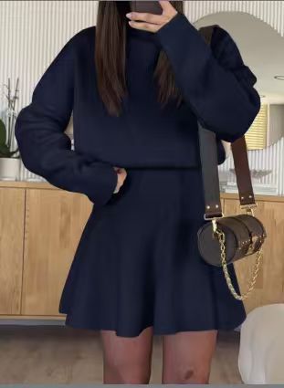 Damen modischer Strickkleid mit Hoodie Drune