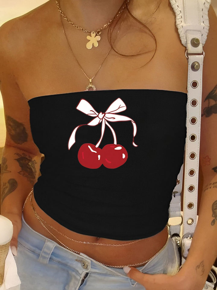 Damen Bandeau-Top mit elegantem Spitzenbandmotiv Drune
