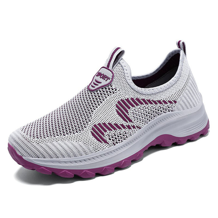 Damen nan leichter atmungsaktiver Strick-Slip-On Sneaker mit stoßdämpfender EVA-Zwischensohle und griffiger Profilaußensohle Drune
