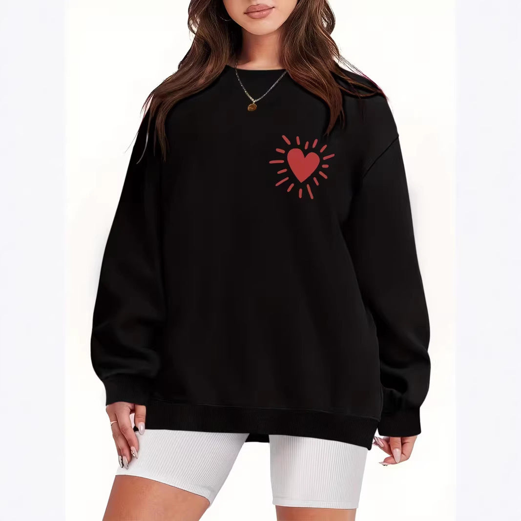 Damen Sweatshirt mit lässigem Herzmotiv und übergroßem Schnitt Drune