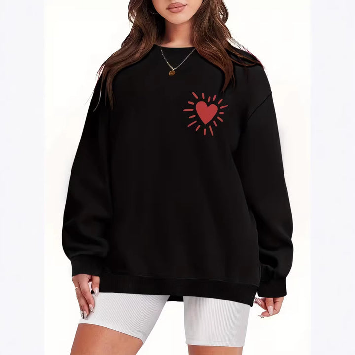 Damen Sweatshirt mit lässigem Herzmotiv und übergroßem Schnitt Drune