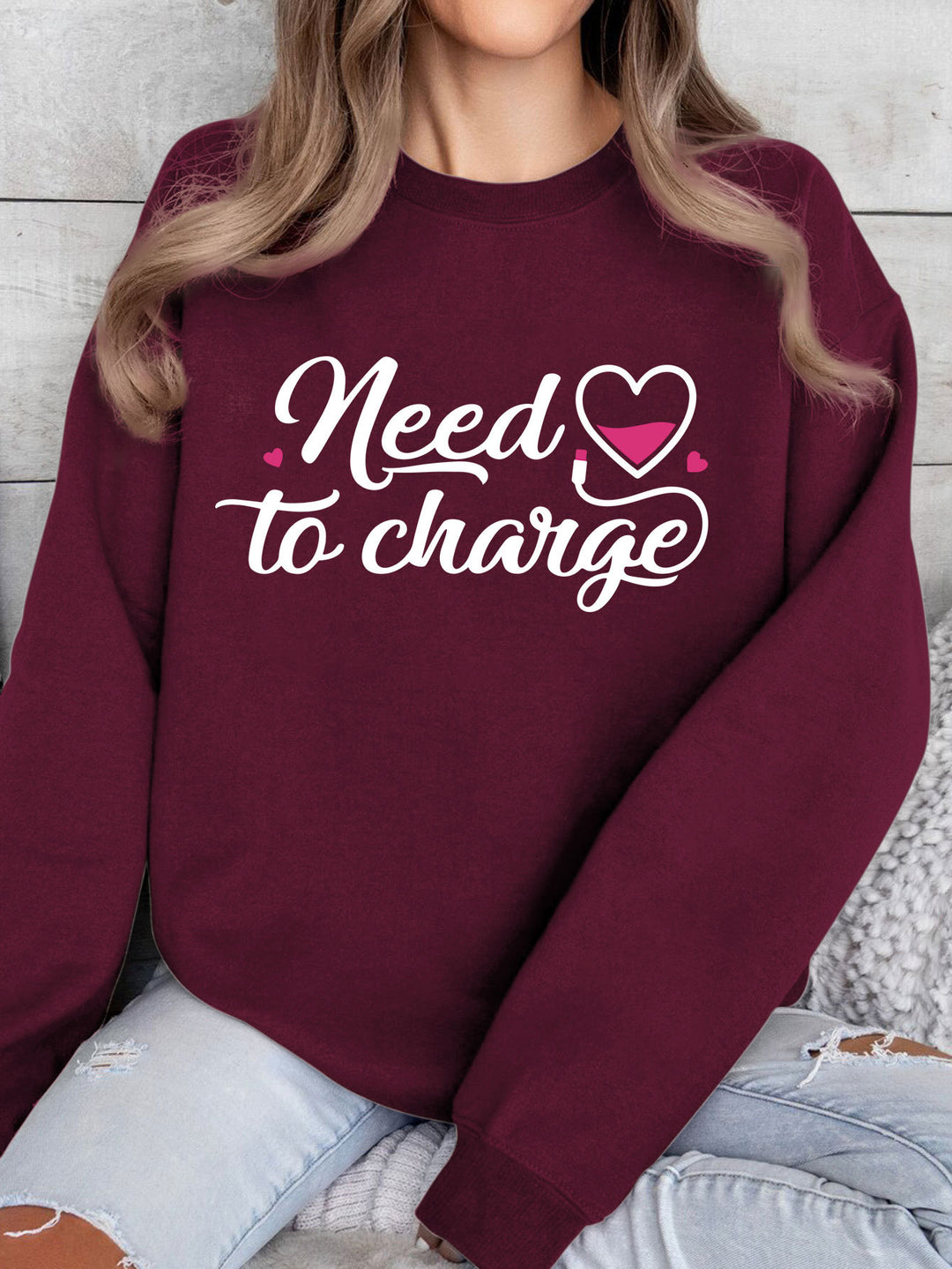 Damen Sweatshirt mit inspirierendem Herzspruch und lässigem Schnitt Drune
