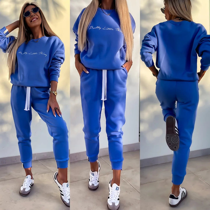Damen komfortables Sweatshirt und Jogginghose-Set Drune