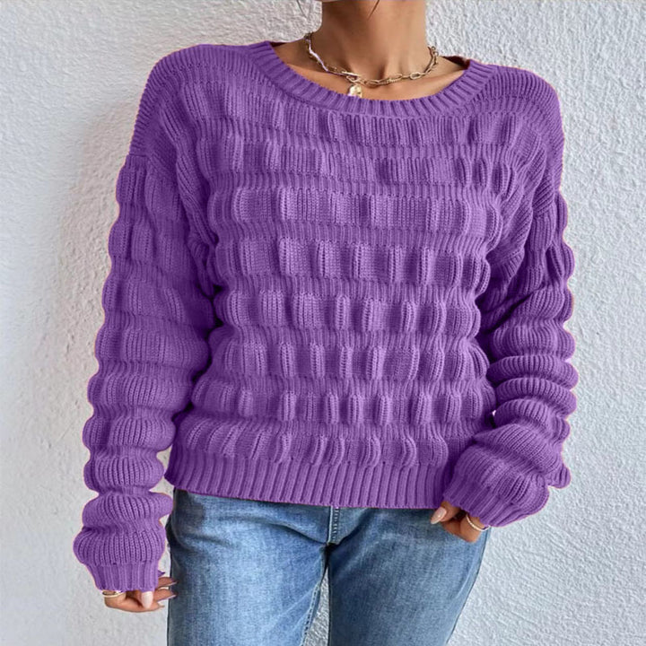 Damen Strickpullover mit modernen Rastermuster Drune