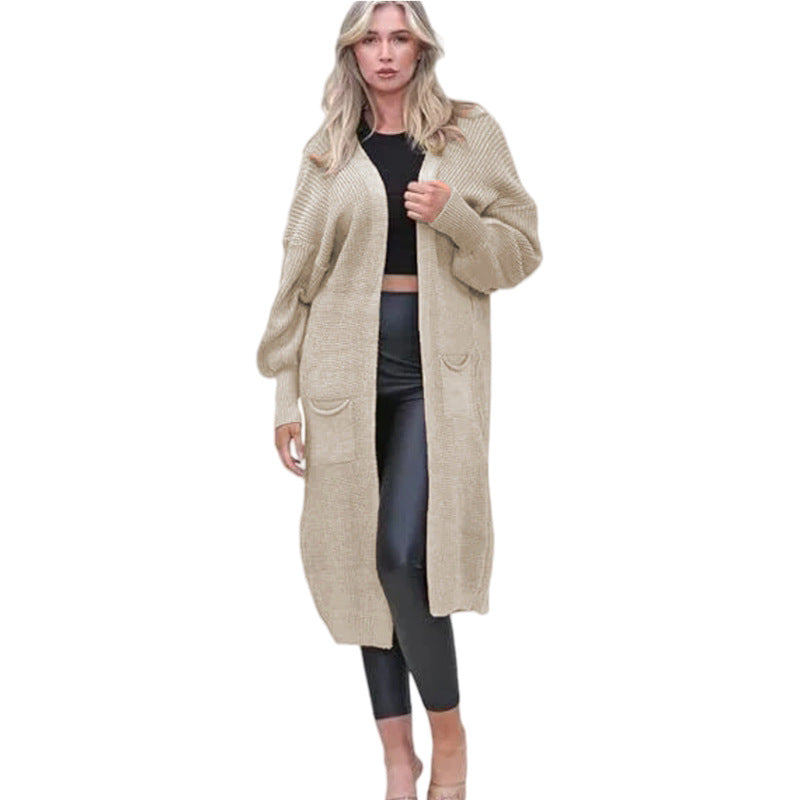 Damen Grobstrick-Cardigan mit offenen Taschen und lässigem Design Drune