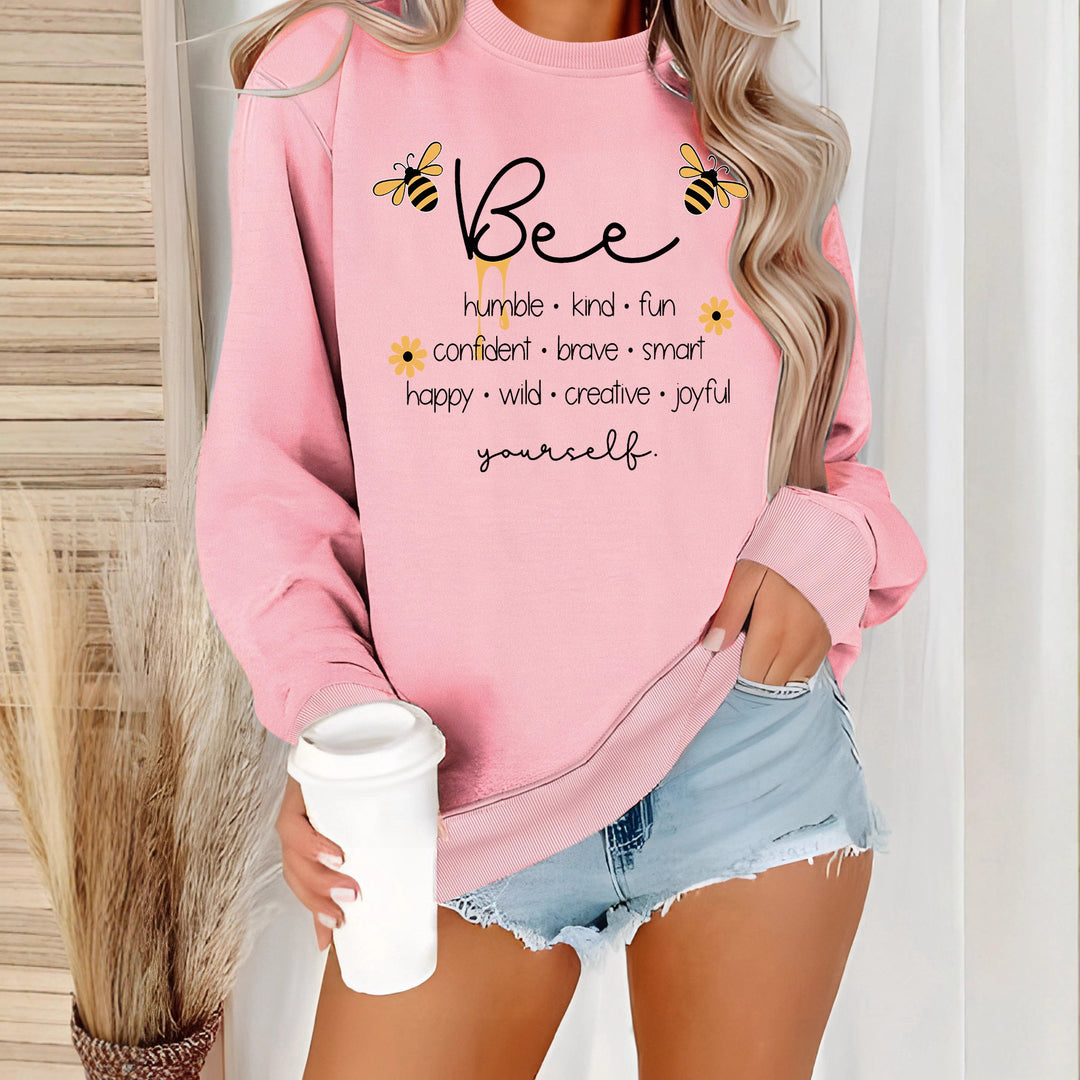 Damen Sweatshirt mit inspirierendem Bienenmotiv und positiven Affirmationen Drune