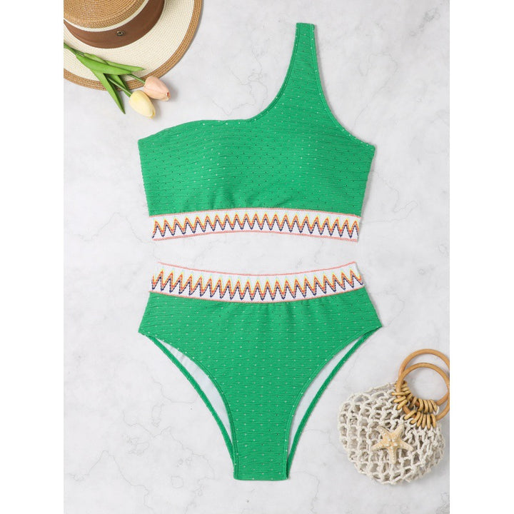 Damen Einseitiger Bikini mit geometrischem Muster und hohem Schnitt Drune