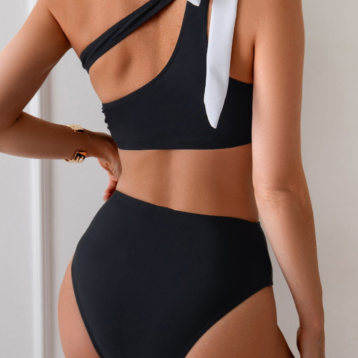 Damen Bikini-Set mit asymmetrischem Oberteil und hohem Taillenbund Drune