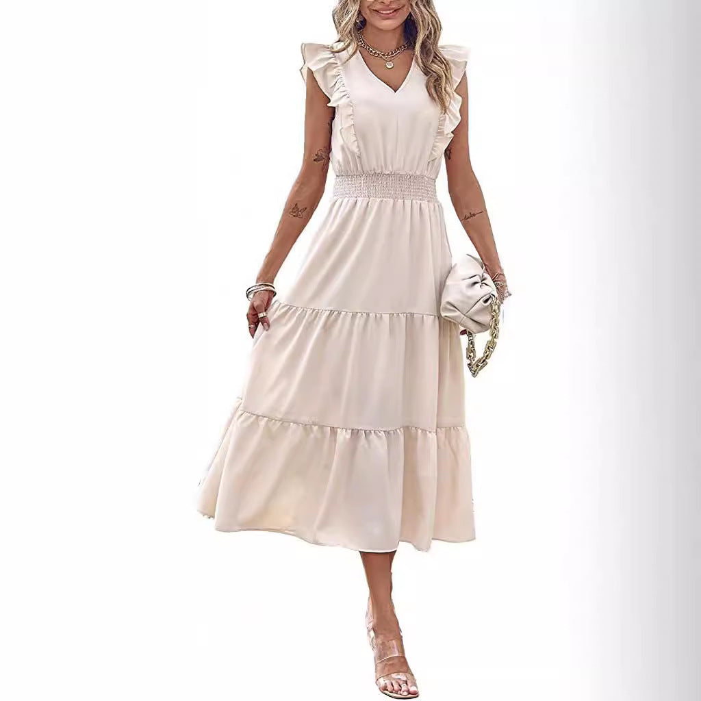 Damen Langarmpuffärmel Kleid mit voluminösem Rock Drune
