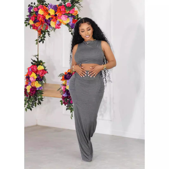 Damen Eleganter und figurumspielender Maxirock mit Rüschendetails Drune