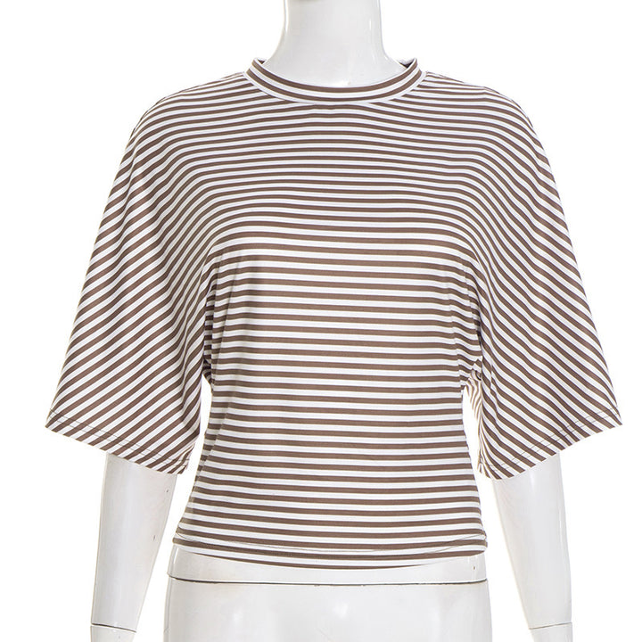 Damen modernes Kurzarm-Top mit lässigem Streifenmuster und elegantem Schnitt Drune