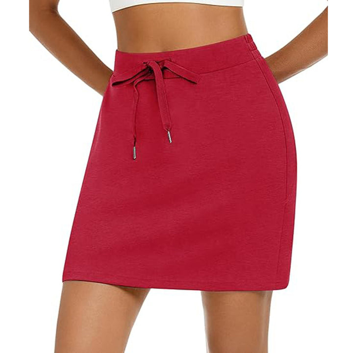 Damen sportlicher Minirock mit verstellbarem Kordelzug und seitlichen Taschen Drune
