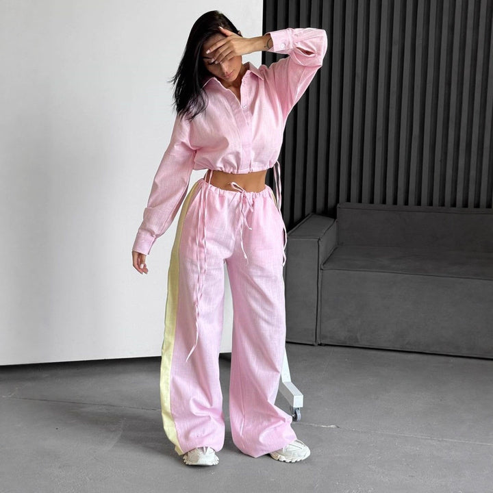 Damen lässiges Loungewear-Set mit Kordelzug Drune