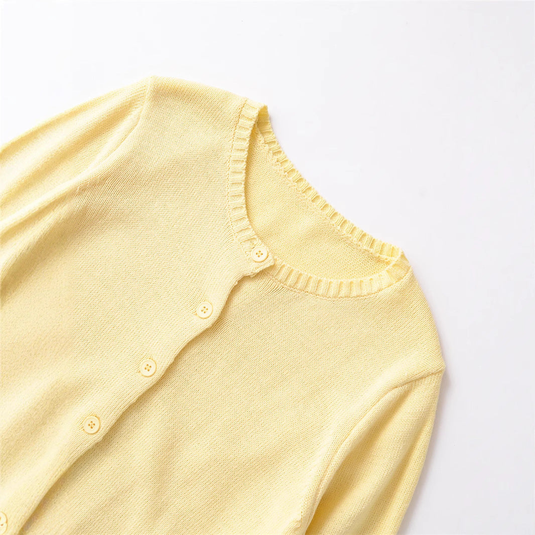 Damen kurzärmelige Strickjacke mit Knopfverschluss Drune