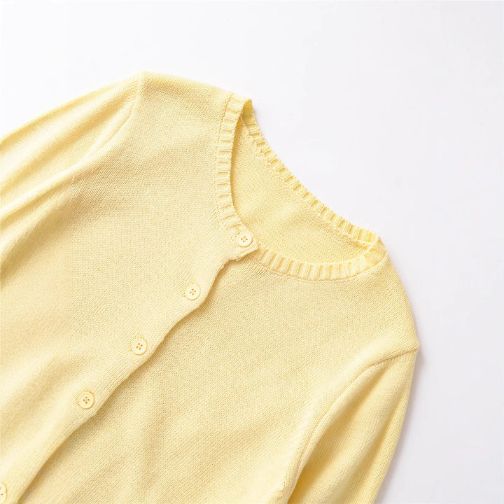 Damen kurzärmelige Strickjacke mit Knopfverschluss Drune