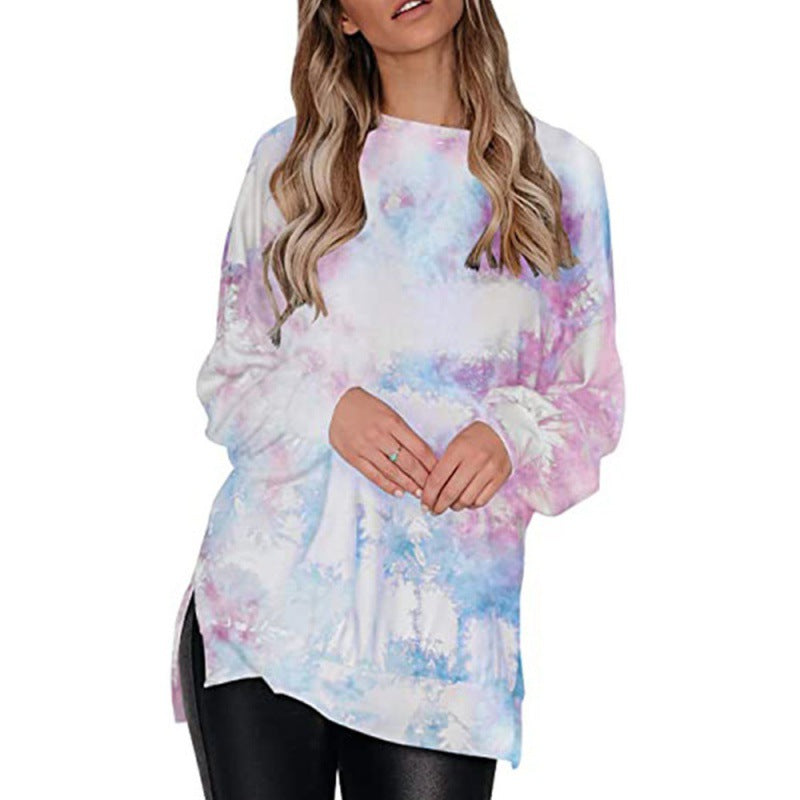 Damen lässiger Oversized Pullover mit modernem Batikdesign Drune