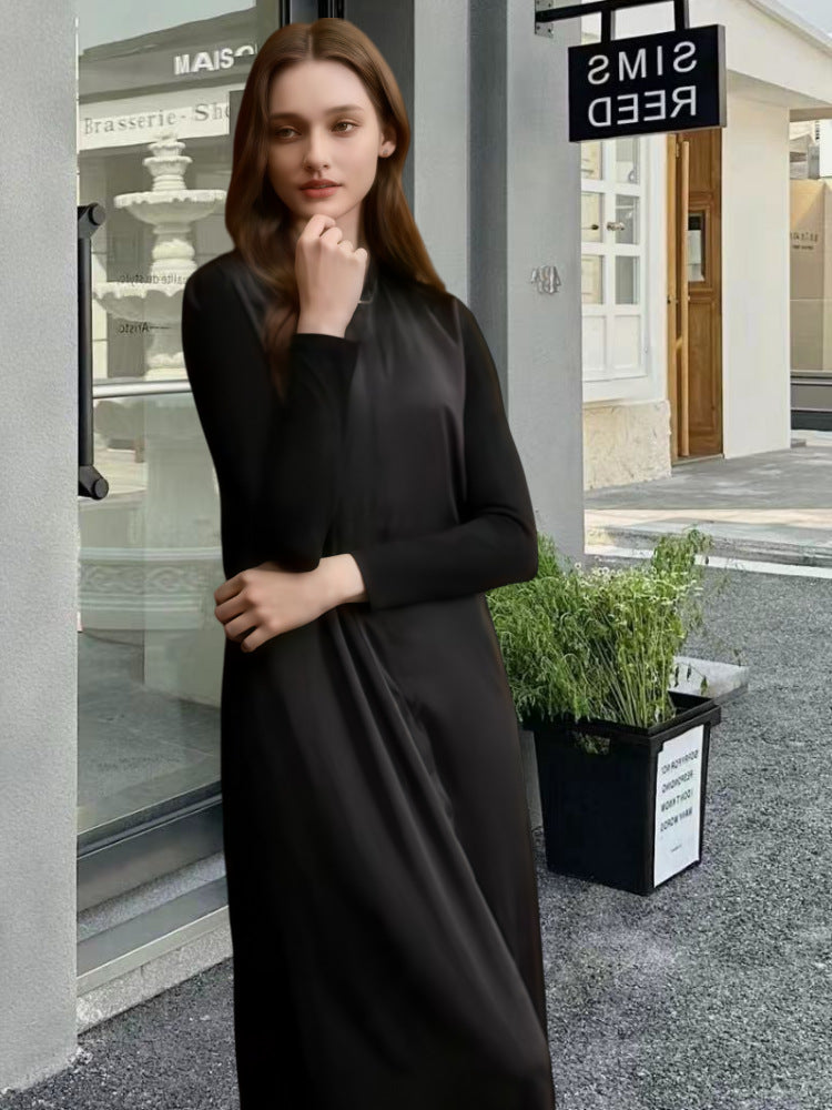 Damen Elegantes Langarm-Maxikleid mit schmeichelndem Schnitt und zeitlosem Design Drune