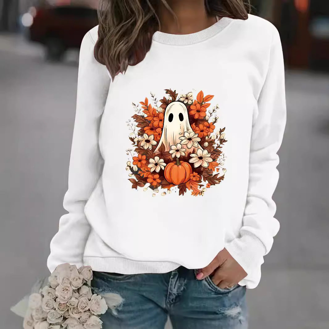 Damen Sweatshirt mit verspielt gruseligem Herbstmotiv Drune