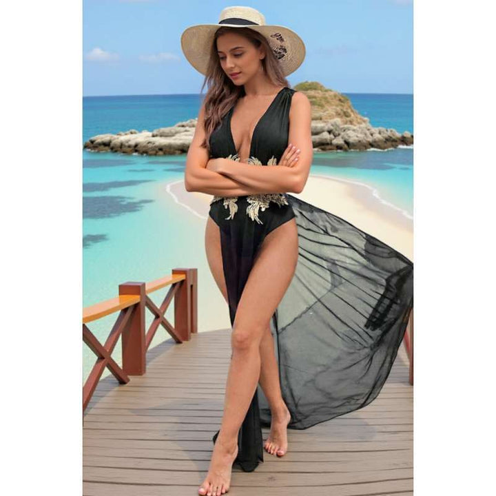 Damen Strandkleid mit eleganter Applikation Drune