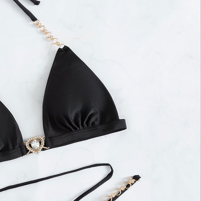 Damen Triangel-Bikini mit glamourösem Schmuckdetail Drune
