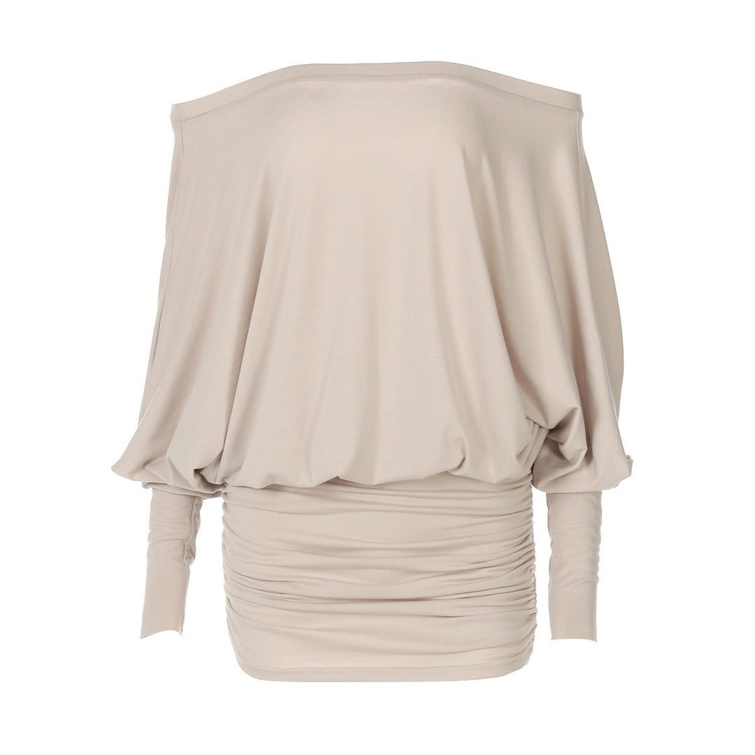 Damen Oversized Strickoberteil mit weitem Ausschnitt und langen Ärmeln Drune