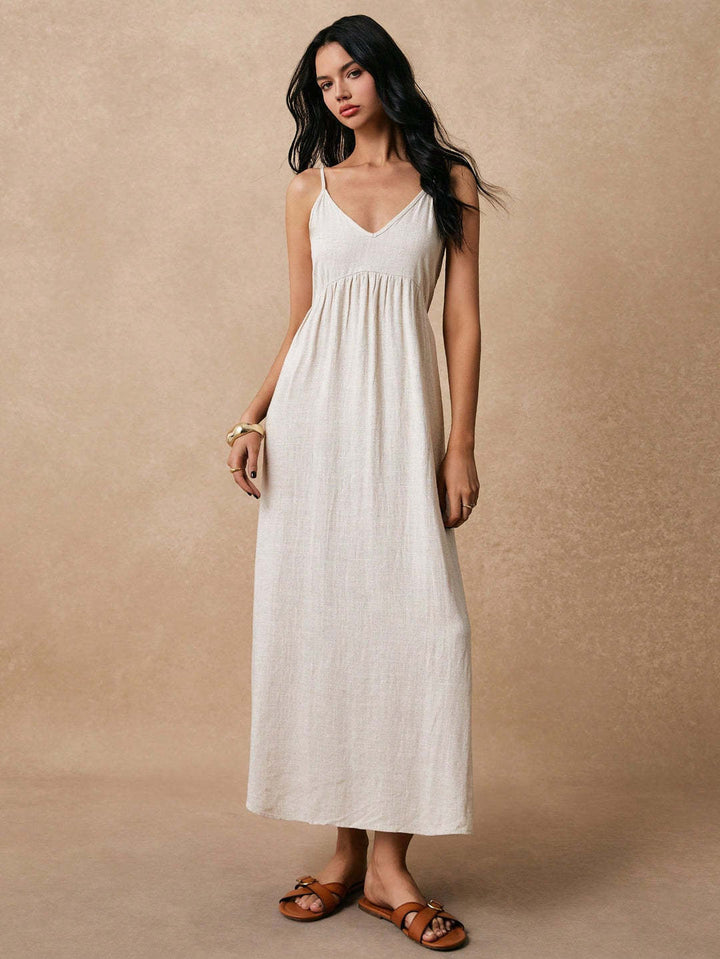 Damen Maxikleid mit feinen Spaghettiträgern und leichtem, atmungsaktivem Material Drune