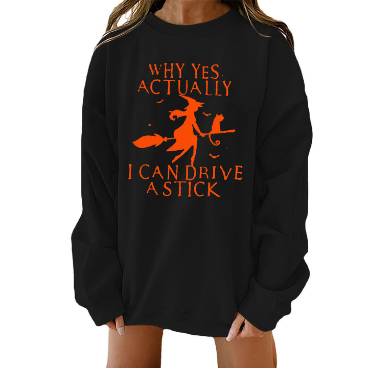 Damen Sweatshirt mit kreativem Hexenmotiv Drune