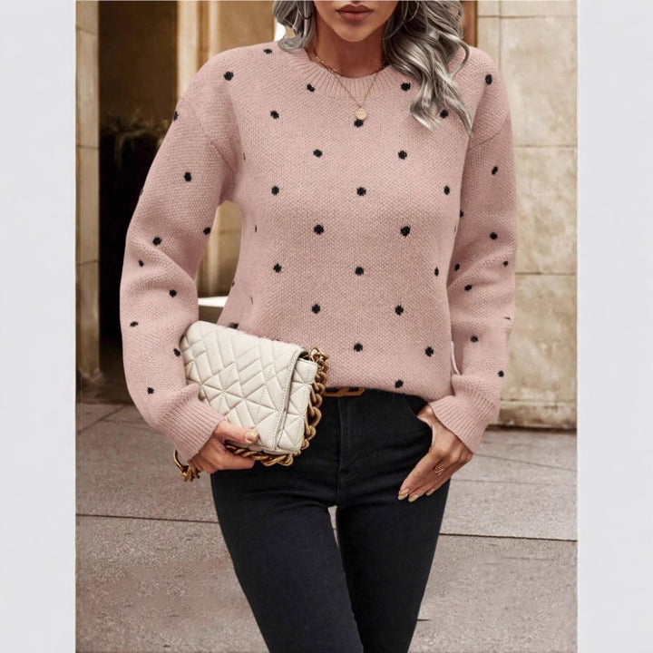 Damen Gemusterter Strickpullover mit Rundhalsausschnitt und lässiger Passform Drune