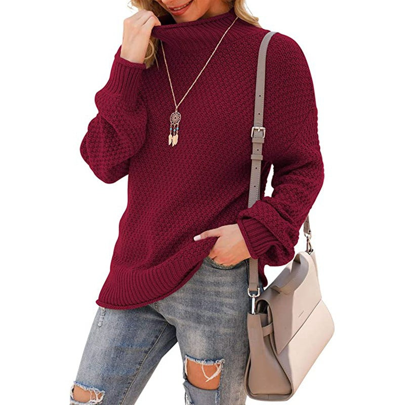 Damen Strickpullover mit hohem Kragen und strukturierter Optik Drune