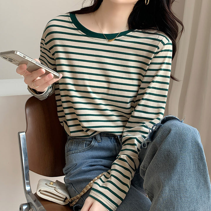Damen Longsleeve-Shirt mit maritimem Streifenmuster und lässigem Schnitt Drune