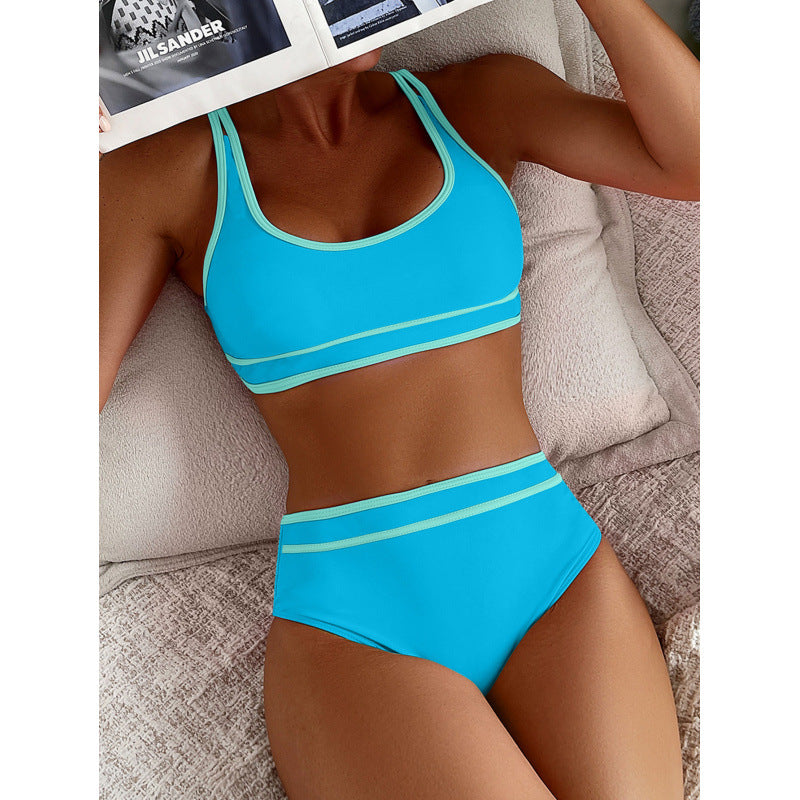 Damen Hochgeschnittener Sport-Bikini mit modischen Details Drune