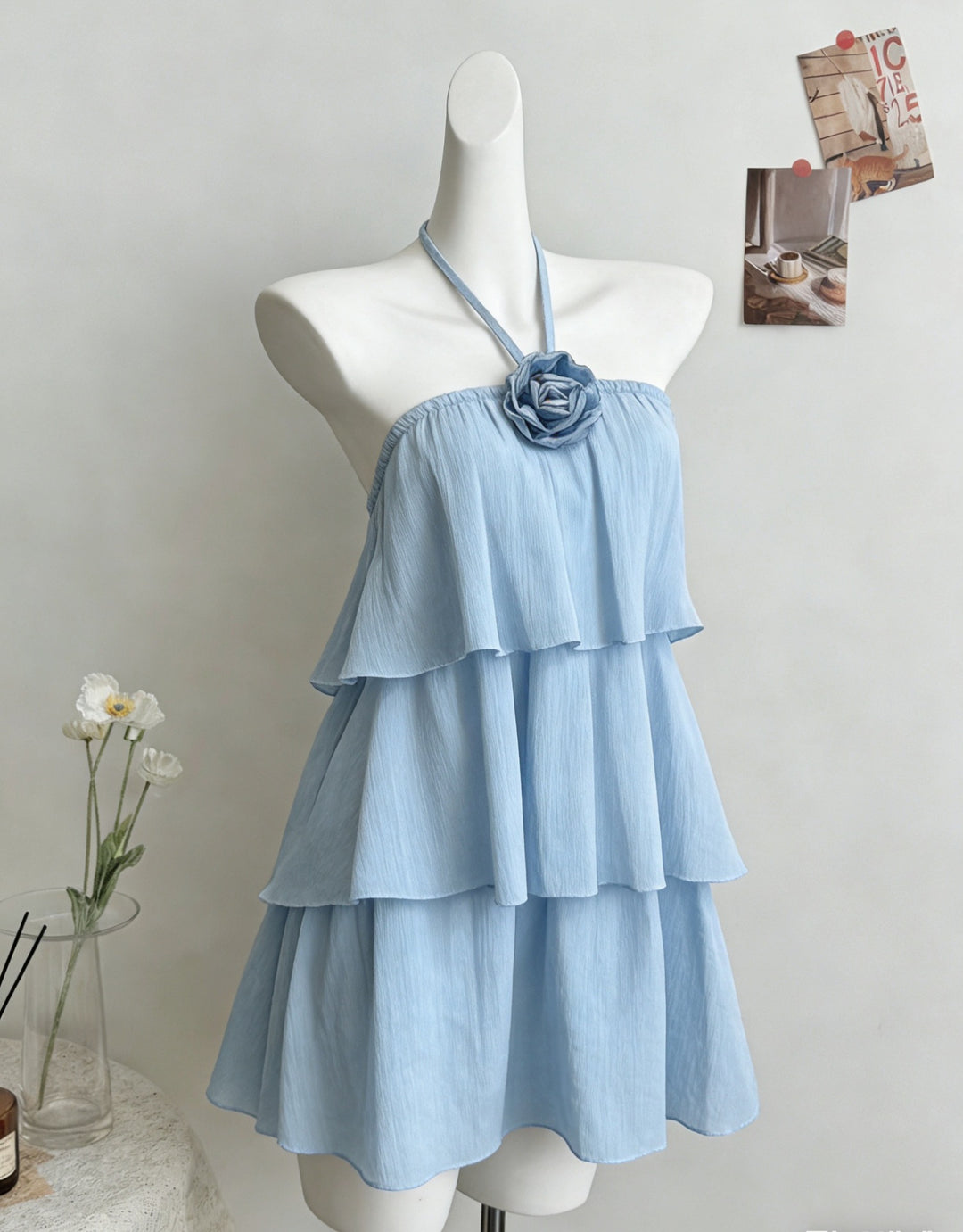 Damen luftiges Strandkleid mit Rüschendetails Drune