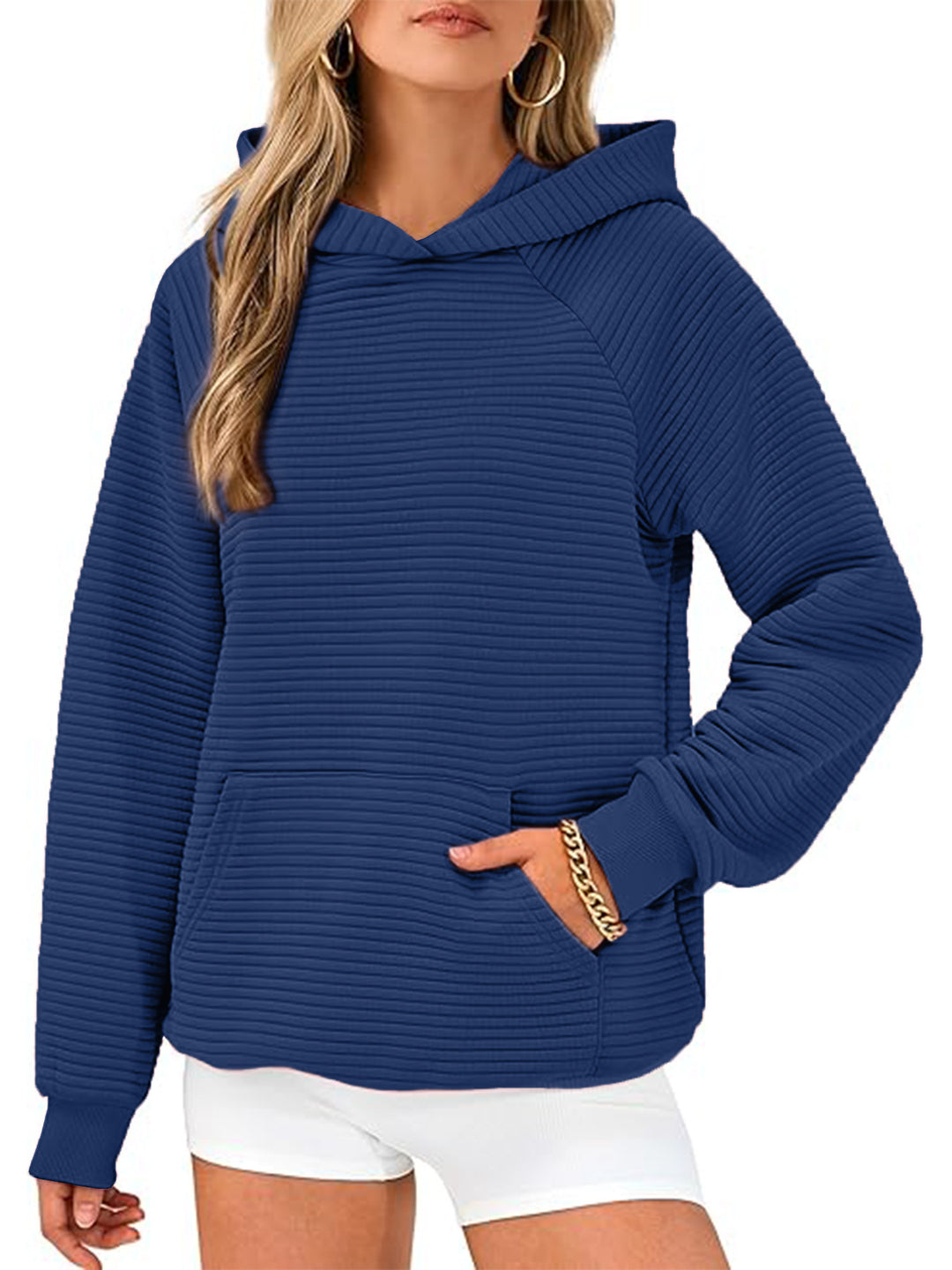 Damen gemütlicher Kapuzenpullover mit strukturiertem Design Drune