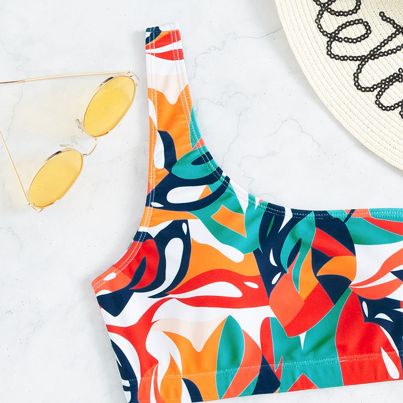 Damen asymmetrischer Bikini mit floralem Design Drune