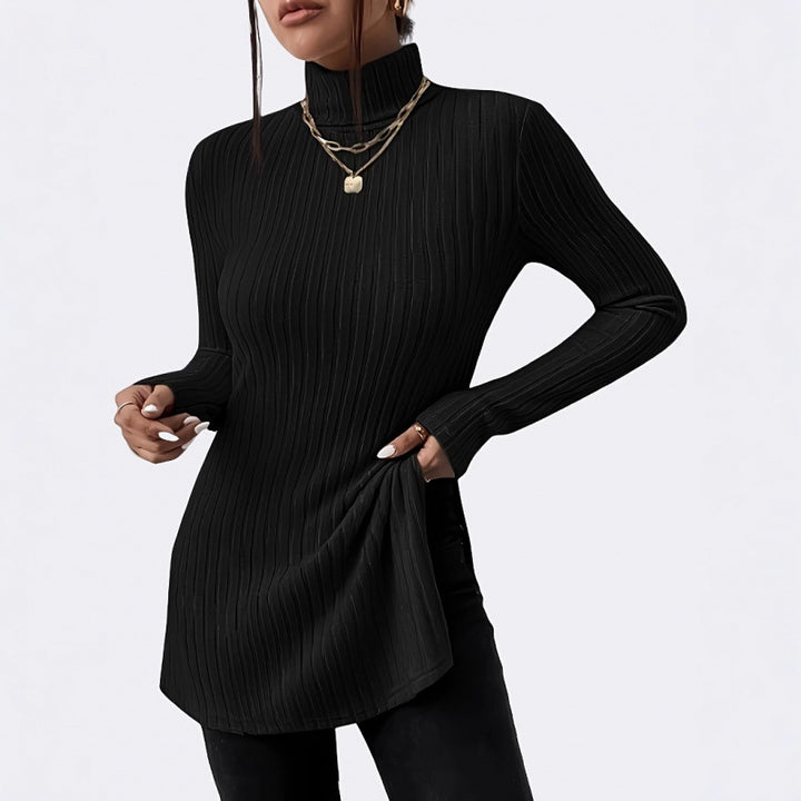 Damen Modischer Rollkragenpullover mit angesagter Rippstruktur Drune