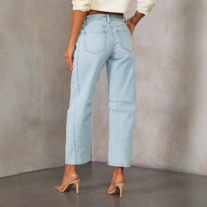 Damen weite High-Waist Jeans mit strukturiertem Design Drune