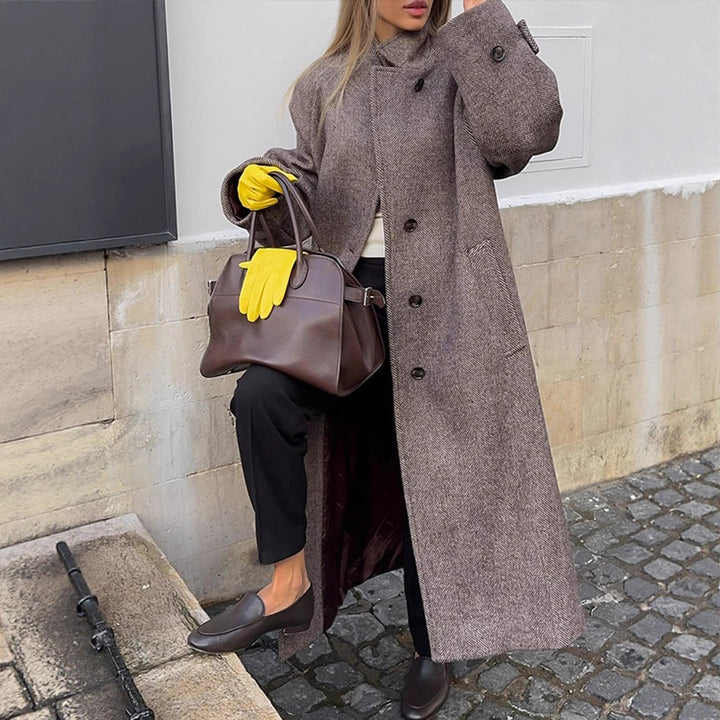 Damen lässiger Wollmantel mit modischem Schnitt und praktischen Taschen Drune