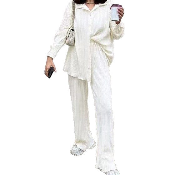 Damen elegantes Lounge-Set aus softem Plissee Drune