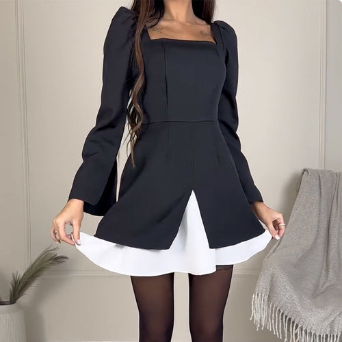 Damen Cocktailkleid mit Puffärmeln und asymmetrischem Schnitt Drune
