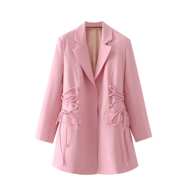 Damen modischer Blazer mit raffinierten Schnüroptiken und praktischen Taschen Drune